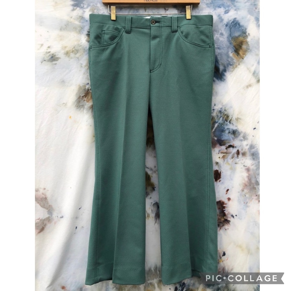 VTG 70’s Levi’s Panatela Polyester Disco Pants Sage Green Levi’s Green Label 36”